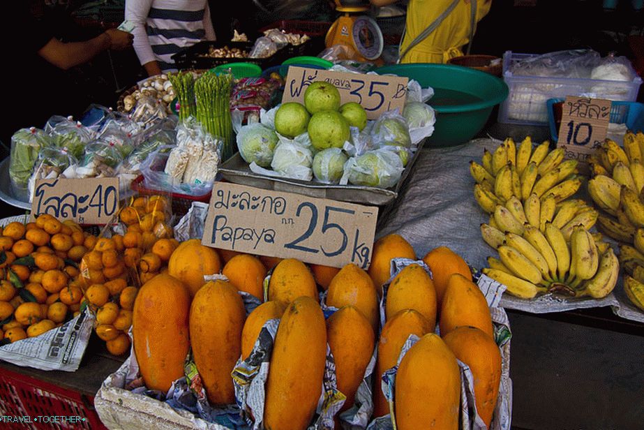 Milyen volt a papaya Chiang Mai-ban 25 baht / kg, és maradt