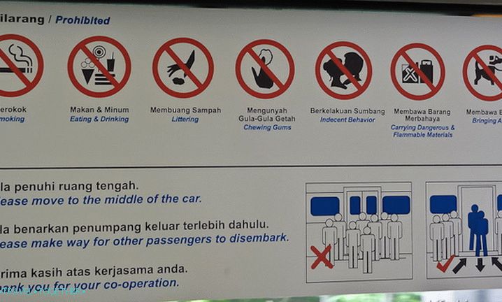 Egy csomó tilalom a metróban Kuala Lumpurban